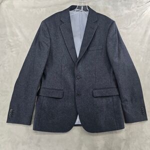 HUCKBERRY Wills Size 40 Blazer Navy Stretch Wool Blend Two Button Sport Coat New